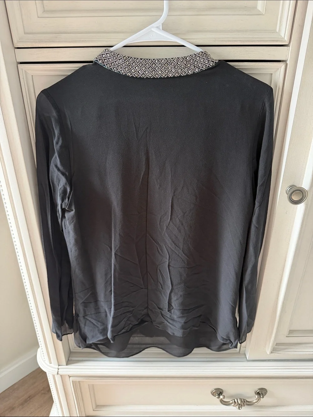 Tory Burch Black Blouse with Silver-Patterned Trim